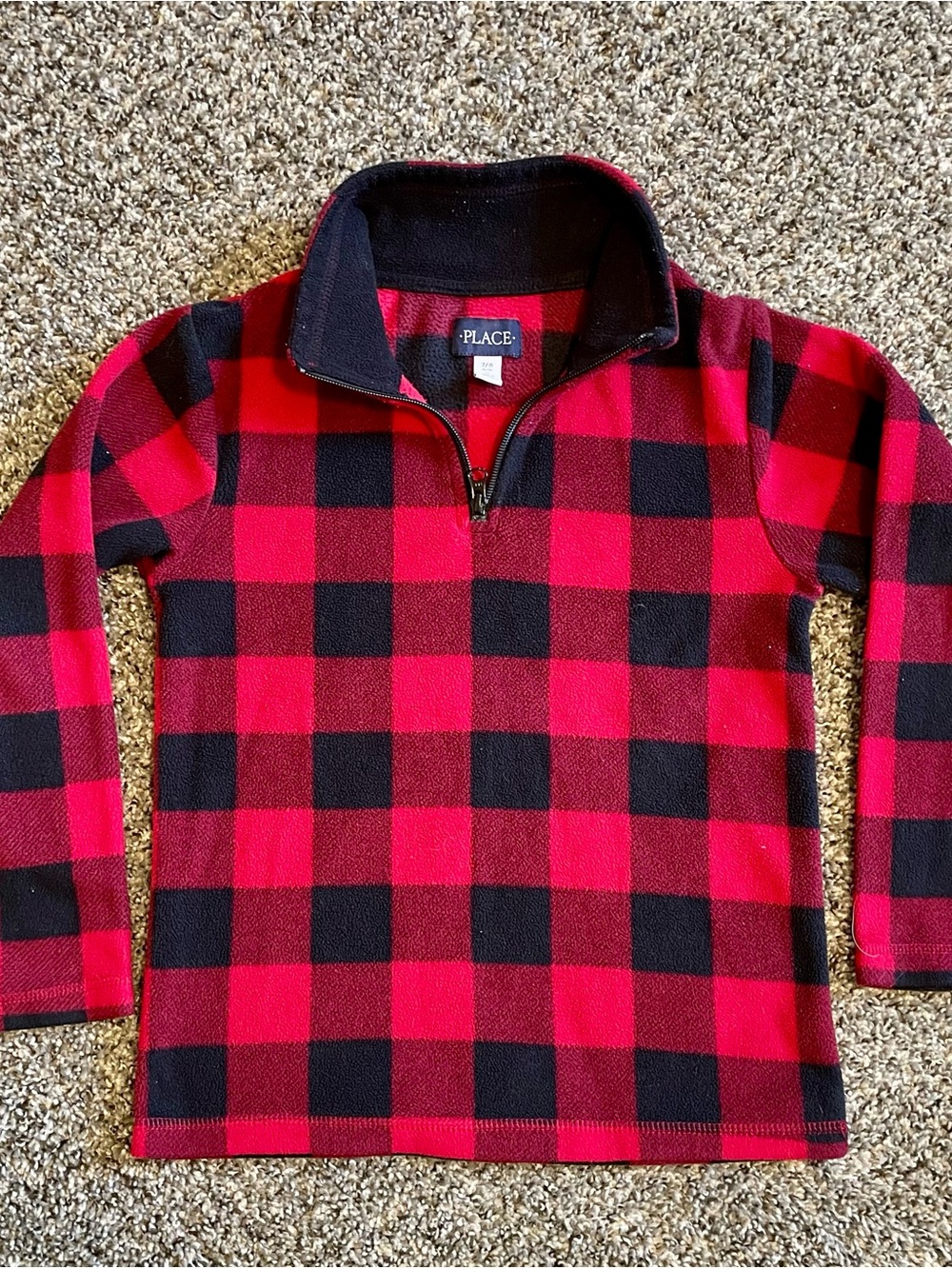 The Children's Place Red & Black Buffalo Plaid QuarterZip Pullover Size Kids 7/8